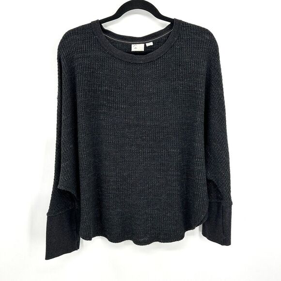 ANTHROPOLOGIE Postmark Charcoal Gray Village Swing Oversized Thermal Shirt XS - Picture 3 of 6